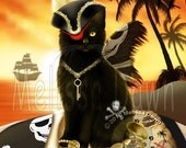 SALE Black Cat Art Print // Pirate // Shiver Meow Timbers - 5x7
