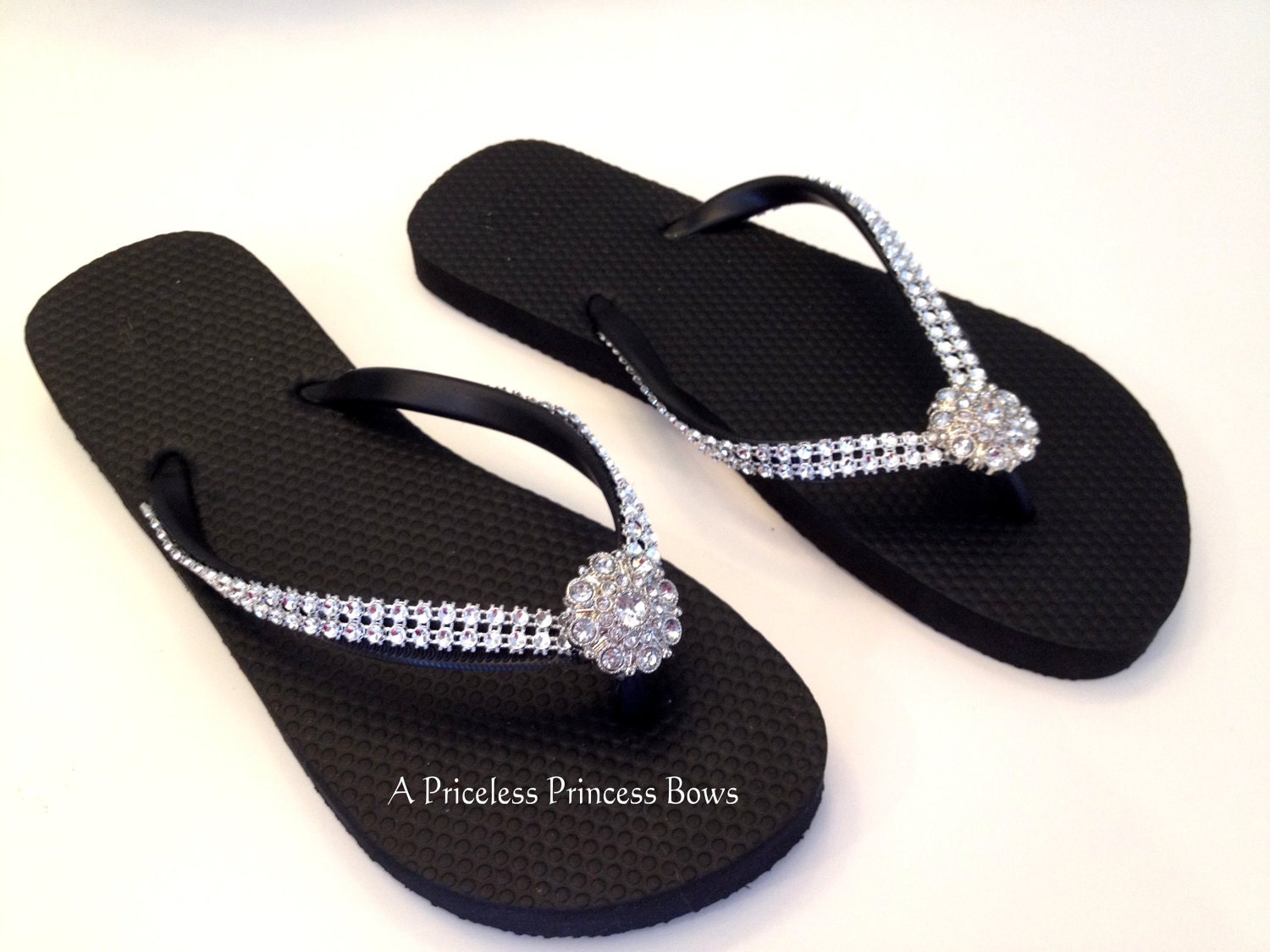 Rhinestone Bling Flip Flops Womens Prom Wedding Bridal Bridesmaid Prom Beach Crystal Embellishment