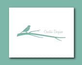 NEW Sparrow on Branch Personalized Stationery Set (20) plus Matching Address Labels