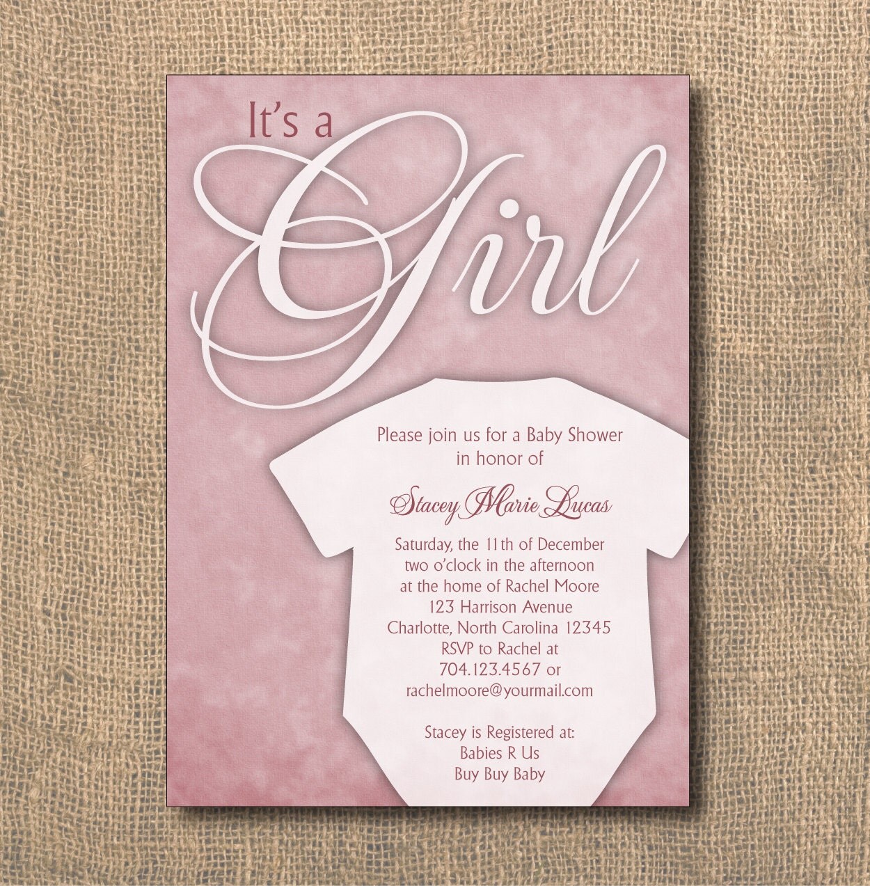 PRINTABLE - 5x7 Onesie - Baby Shower Invitation