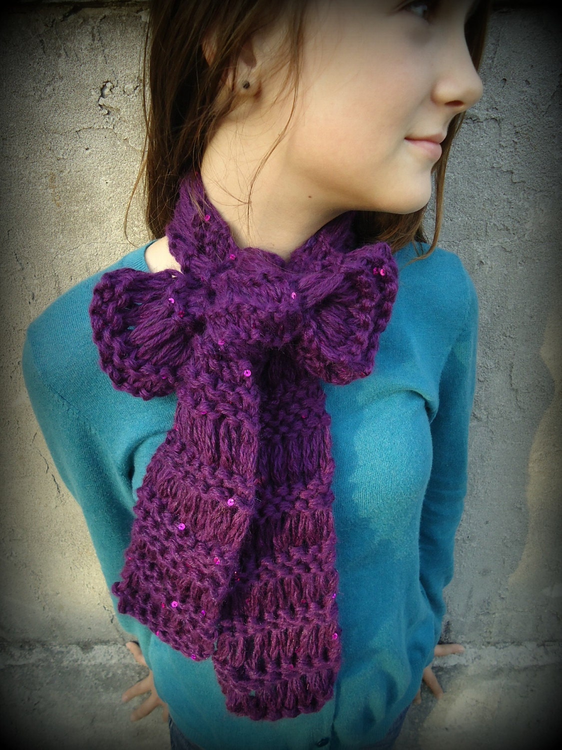 Sparkling Amethyst Knit Scarf