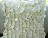 Vintage - Euro Sham Covers - 26x26 Inches Satin Euro Sham Cover with Satin Ivory Ruffles