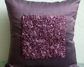 Plum Vintage Love - Throw Pillow Covers - 16x16 Inches Silk Pillow Cover with Ribbon Embroidery