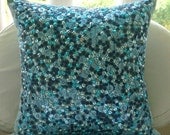 Sea The Dream - Euro Sham Covers - 26x26 Inches Silk Euro Sham Cover with Textured Sequins
