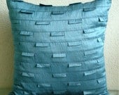 Sophistication - Throw Pillow Covers - 16x16 Inches Silk Pillow Cover in Blue