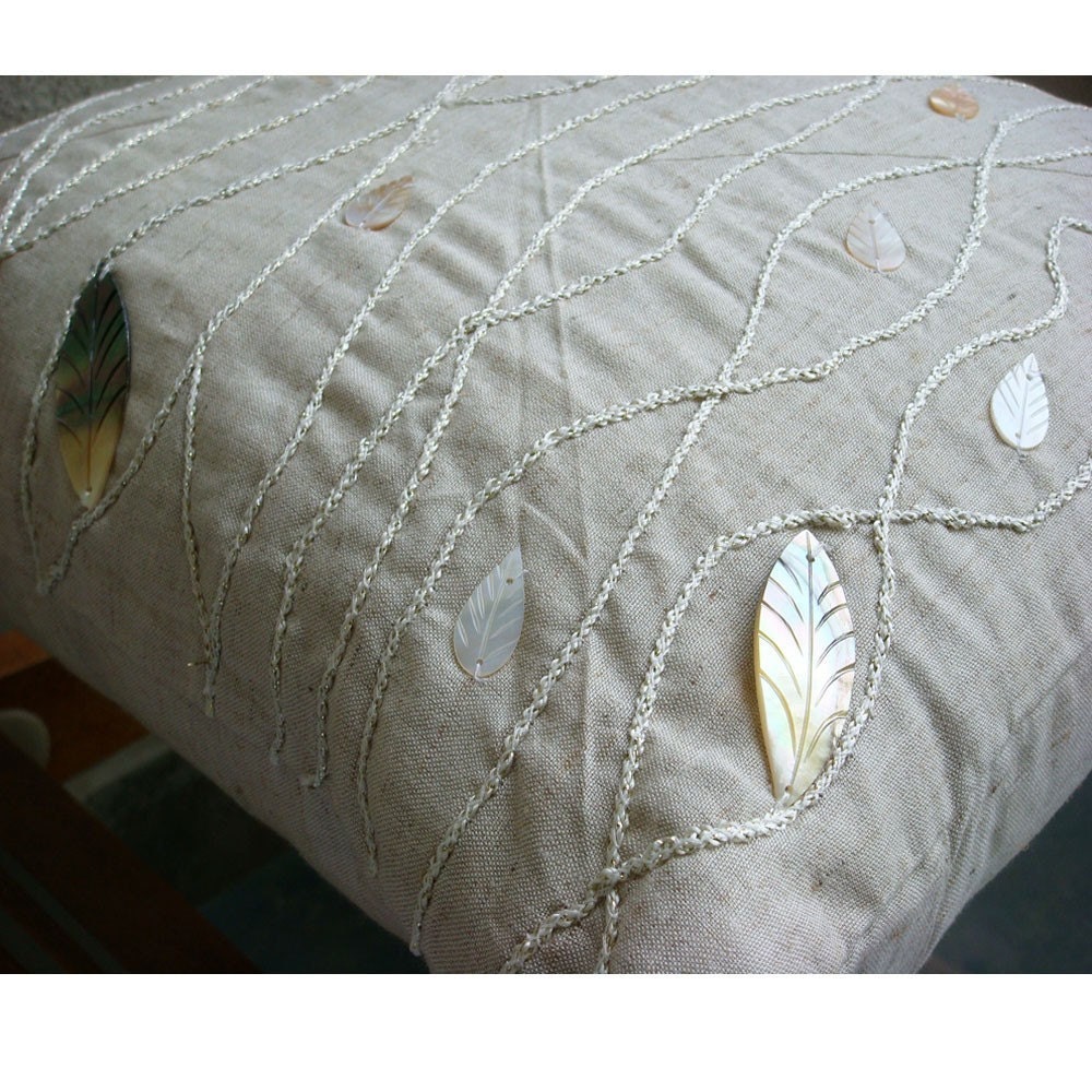RESERVED For DEBRA PERRIAM - Vintage Season - Throw Pillow Covers - 16x16 Inches Cotton Linen Pillow Cover with Mother Of Pearl