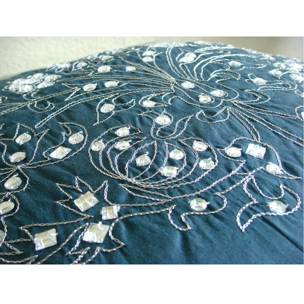 Decorative Throw Pillow Covers Accent Pillow Couch 16 Inch Pillow Cover Damask Embroidered Teal Damask Home Decor Bedroom Bedding Housewares