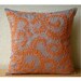 Orange Whirlwind - Throw Pillow Covers - 16x16 Inches Silk Pillow Cover with Bead Embroidery
