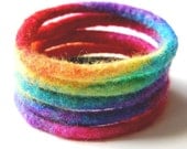 Radial Rainbow - Set of 5 Hand Felted Bracelets