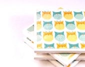 Owl Coasters - Yellow and Blue Owls - Set of 4 Tile Coasters