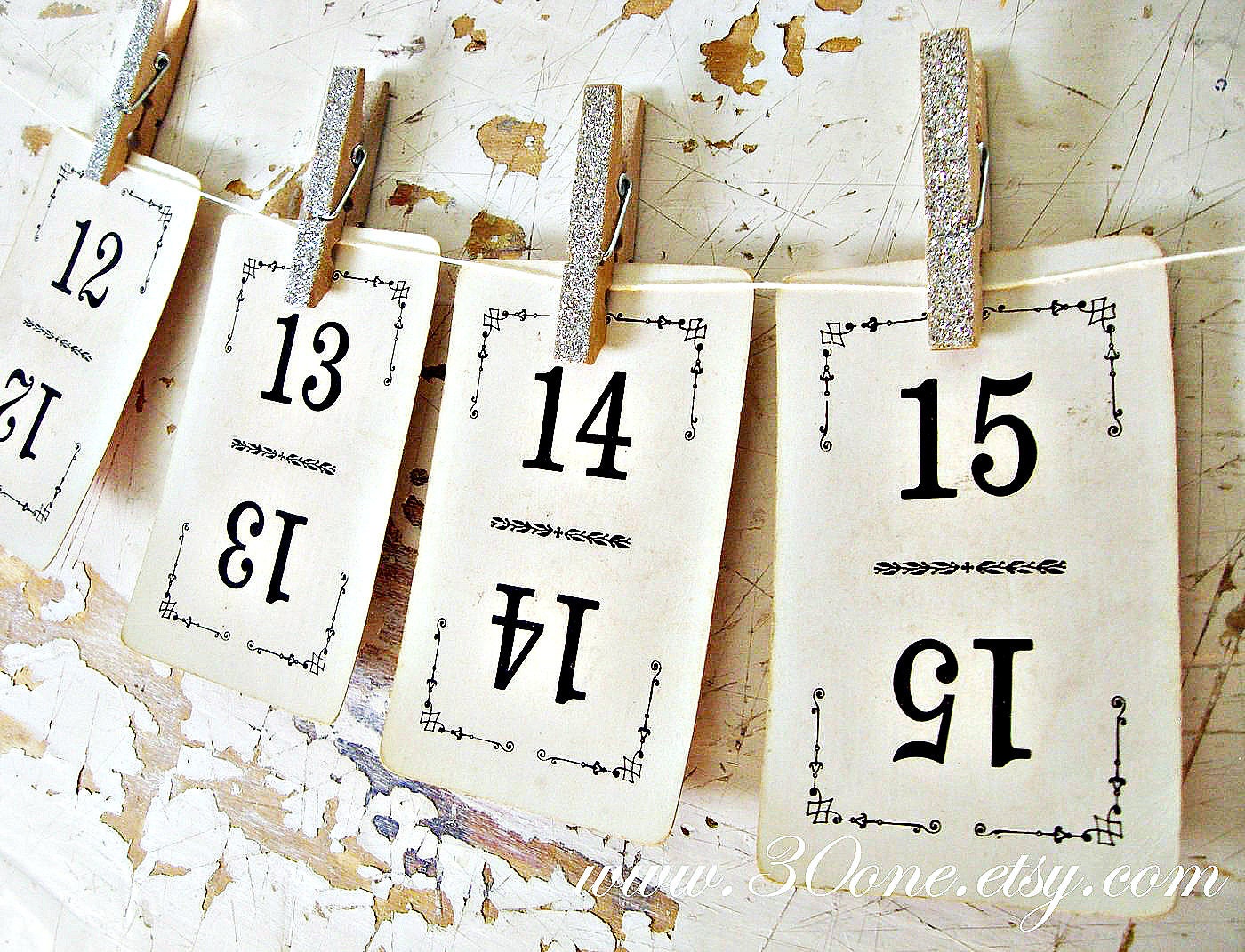 Vintage Number Cards, set of 15