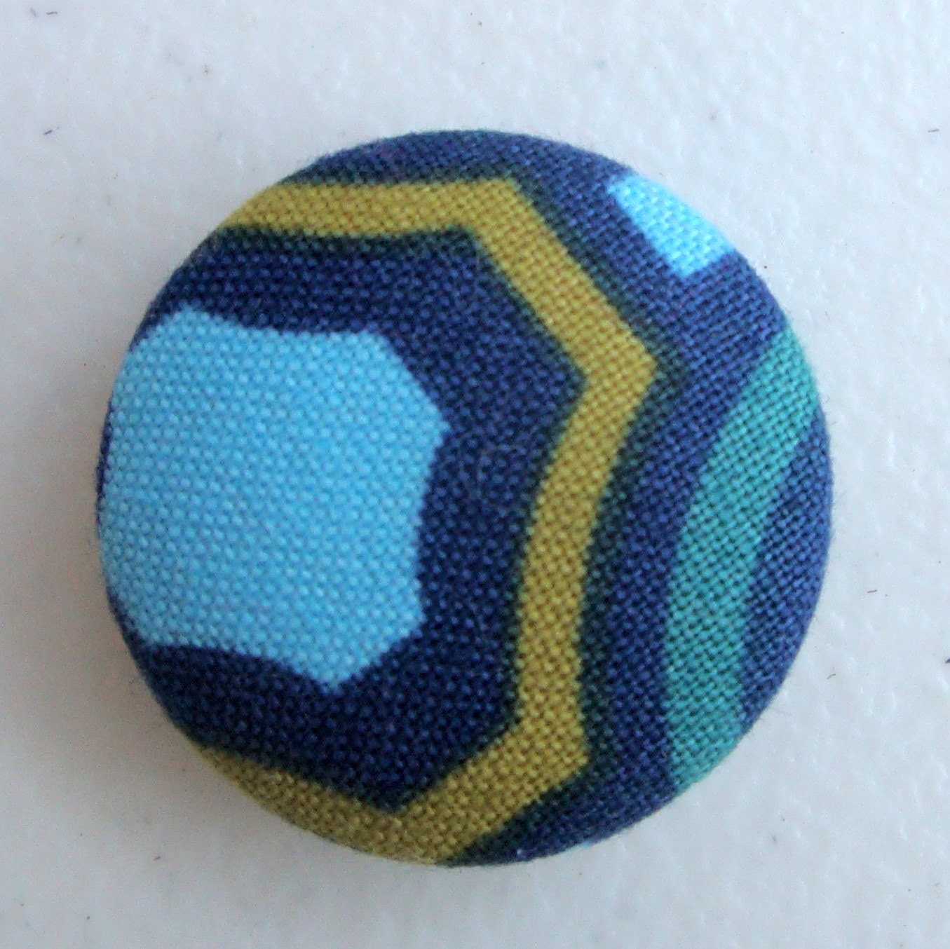 Magnets - Retro Blue Hand-pressed Buttons - (set of two)