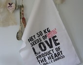 Valentine's message tea towel