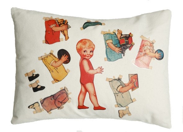 Emma vintage paper doll pillow\/cushion