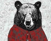 Bears Love Flannel Shirts With Wallpaper Background - Bear Art