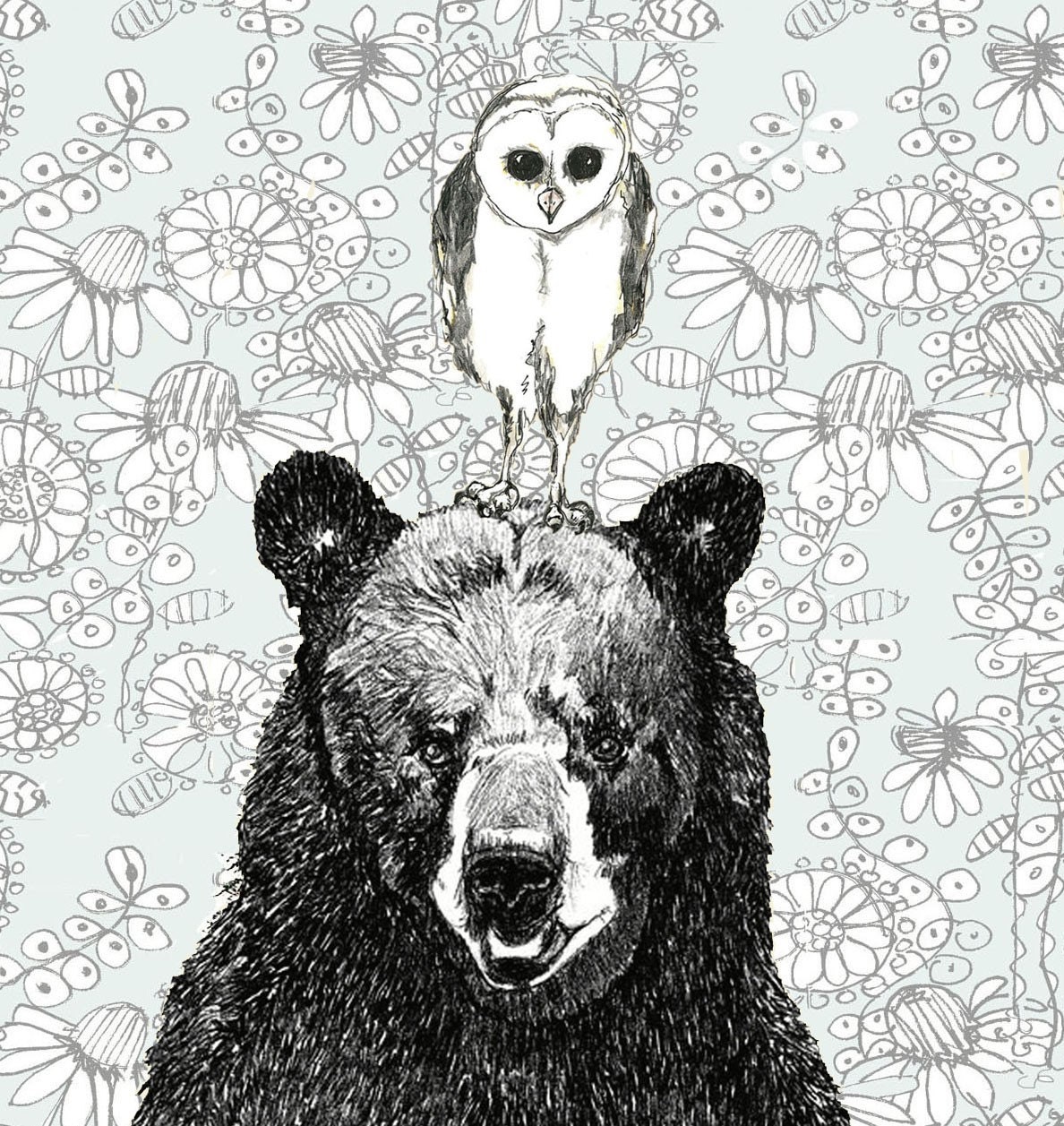 Owl and Bear Illustration - Just The Two Of Us