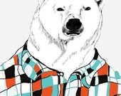 Polar Bears Love Flannel Shirts - Bear Art - Retro Colors
