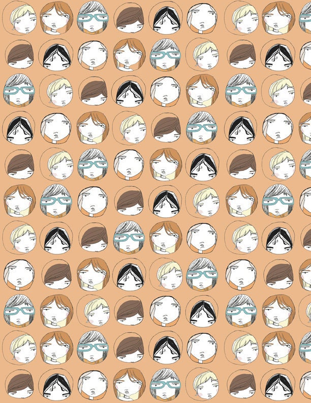 Children's Room Fabric - Peep Hole Portraits  - Fabric Fat Quarter