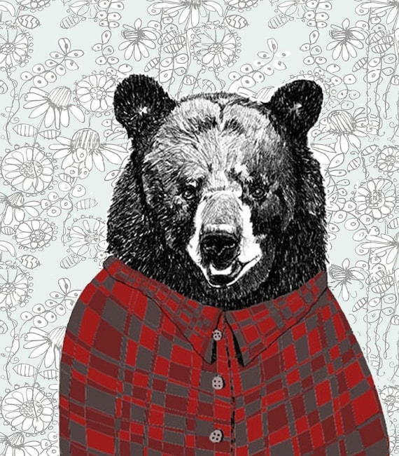 Bears Love Flannel Shirts With Wallpaper Background - Bear Art