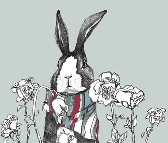 Rabbit In Bear's Garden - Art Print