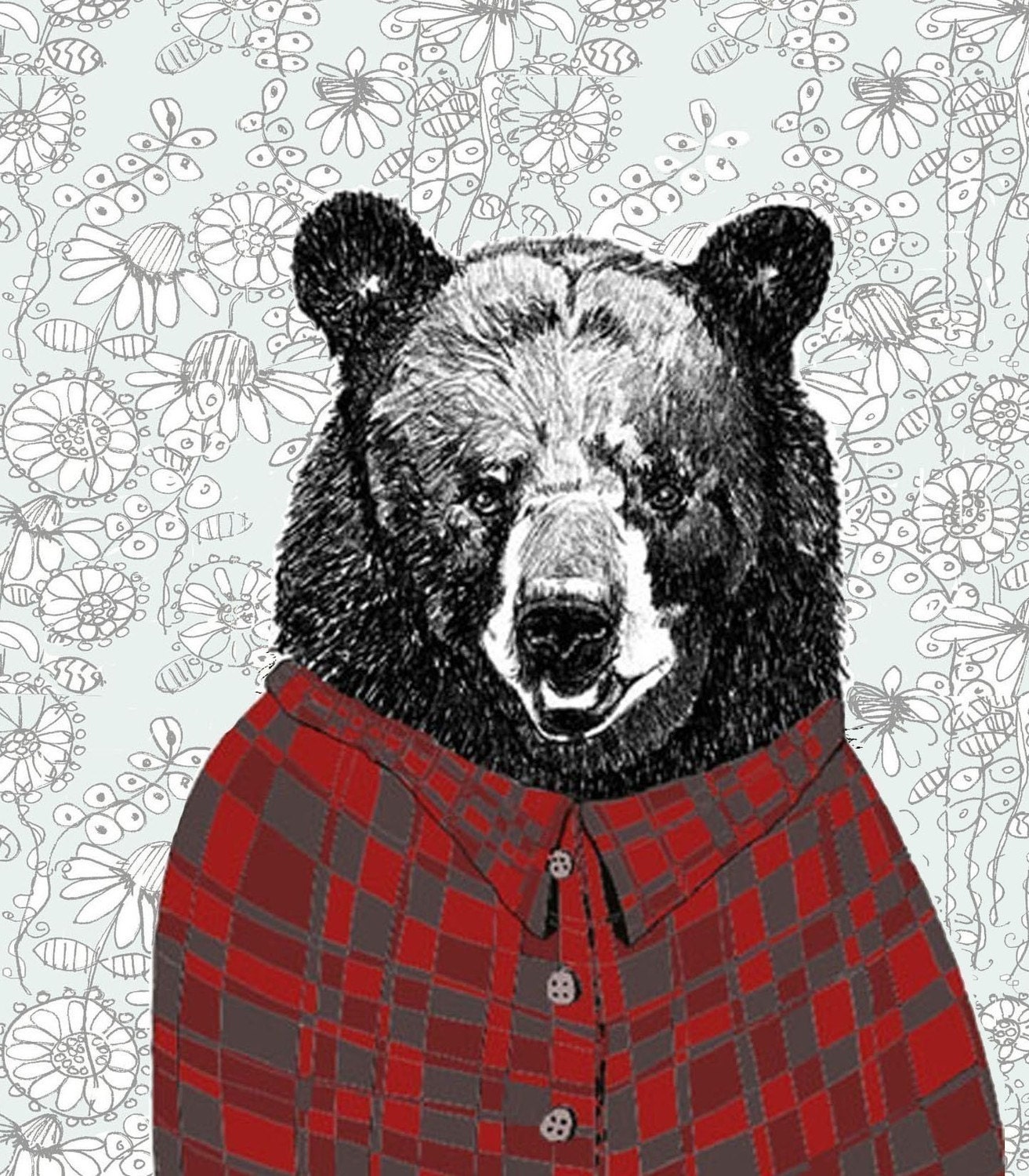 Bears Love Flannel Shirts With Wallpaper Background - Bear Art