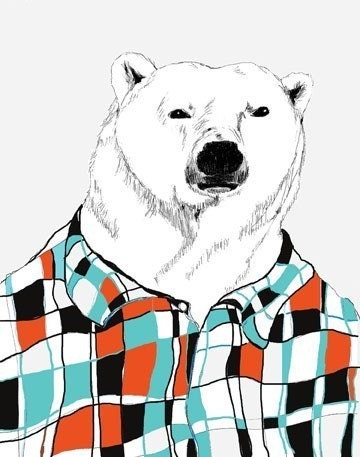 Polar Bears Love Flannel Shirts - Bear Art - Retro Colors