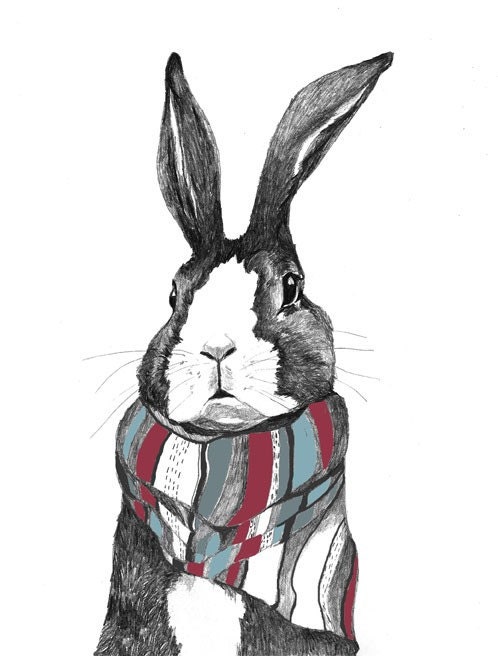 Rabbit Art - Rabbits Love Scarves