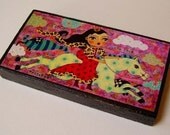 Horse Princess and Cat 5 x 10 Large Wood Block Print by LuLu