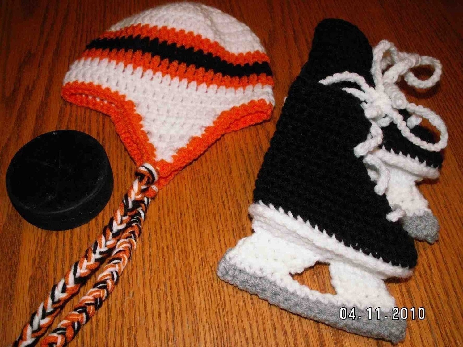 Hockey Skate booties and an earflap hat in an NHL Set now in three sizes