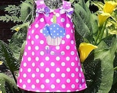 Birthday Dress A Line with Cupcake and Monogram by Groovy Gurlz Sizes 6m, 12m, 18m, 2t, 3t, 4t, 5y, 6y