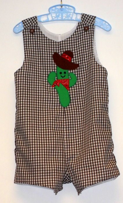 Spring Boys Applique Cowboy Cactus by Groovy Gurlz available in Sizes 3m, 6m, 9m,12m, 18m,24m, 21t, 3t, 4t Available in Longall or Shorta