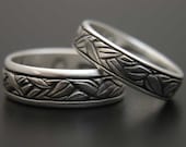 Wedding Ring Set  with braided leaf pattern.  Made to order in your size, needs three weeks to complete