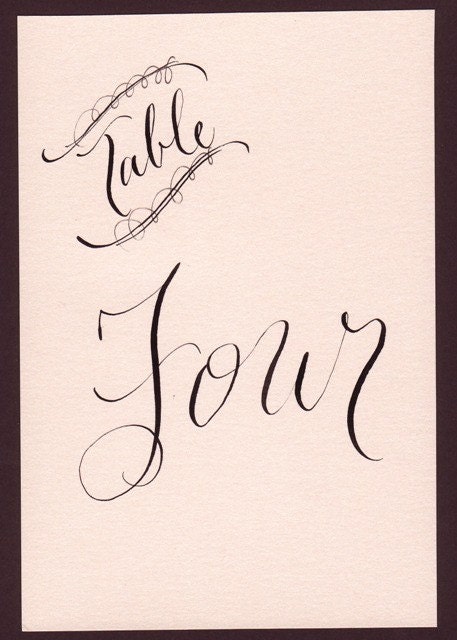 Calligraphy table numbers