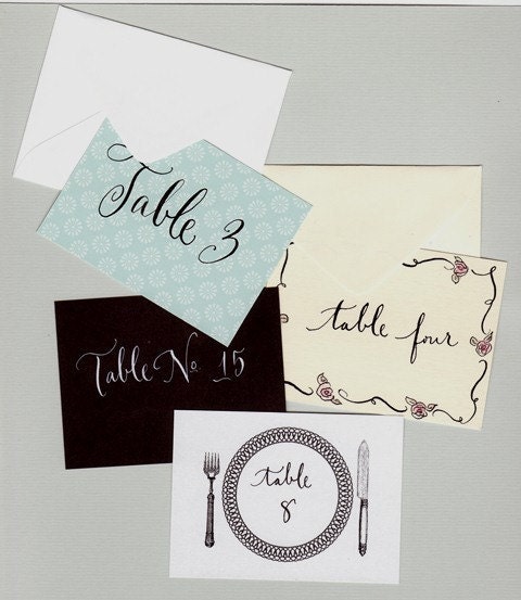 Escort cards and envelopes - custom designs