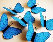Peacock Blue/ Chocolate Vintage style classic Butterflies - for decorating, gift wrapping, weddings, embellishment, holiday