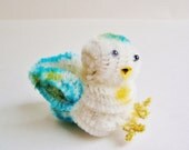 Delia the Birdie -- vintage style chenille handmade wired miniature animal - ornament, gift, topper, petite decor