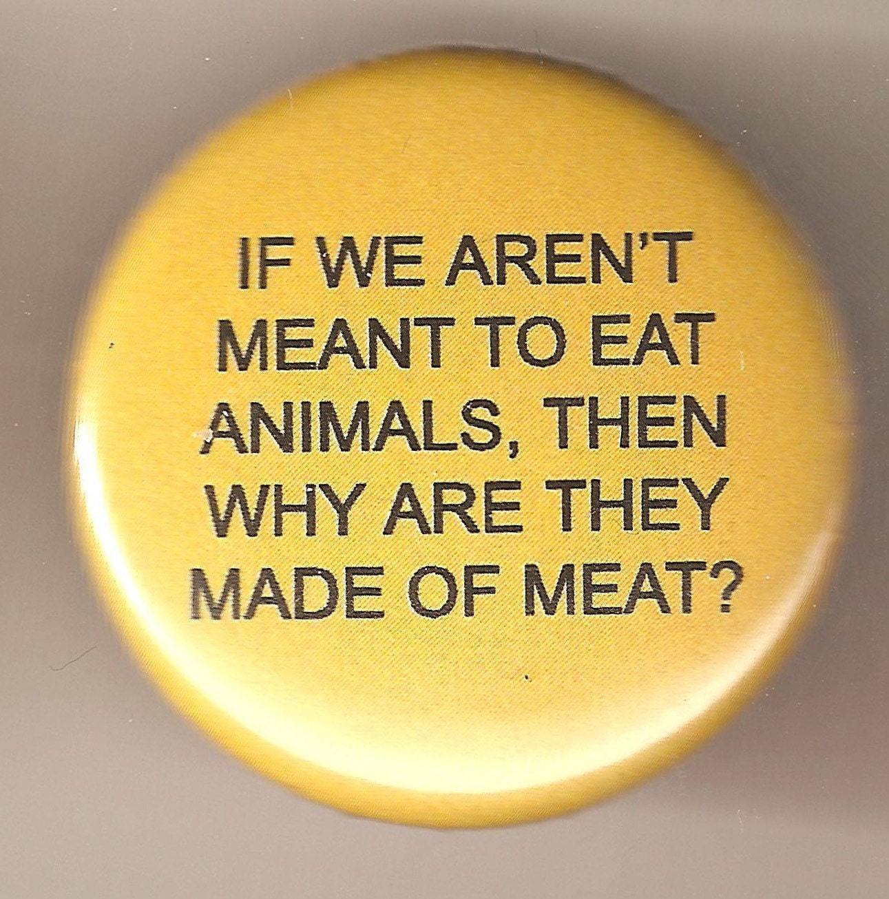 If We Aren't Meant To Eat Animlas Then Why Are THey Made Of Meat 1 Inch Pinback Button