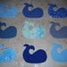 Set of 9 Easy to Use Blue Whale Fabric Appliques ----Just Iron On---