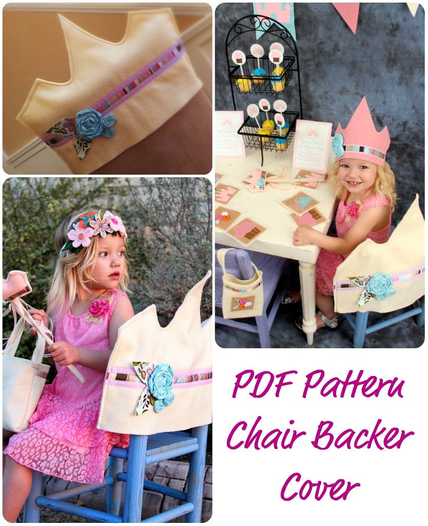 Chair Backer-Cover Crown Pattern-How To- Princess Party Theme