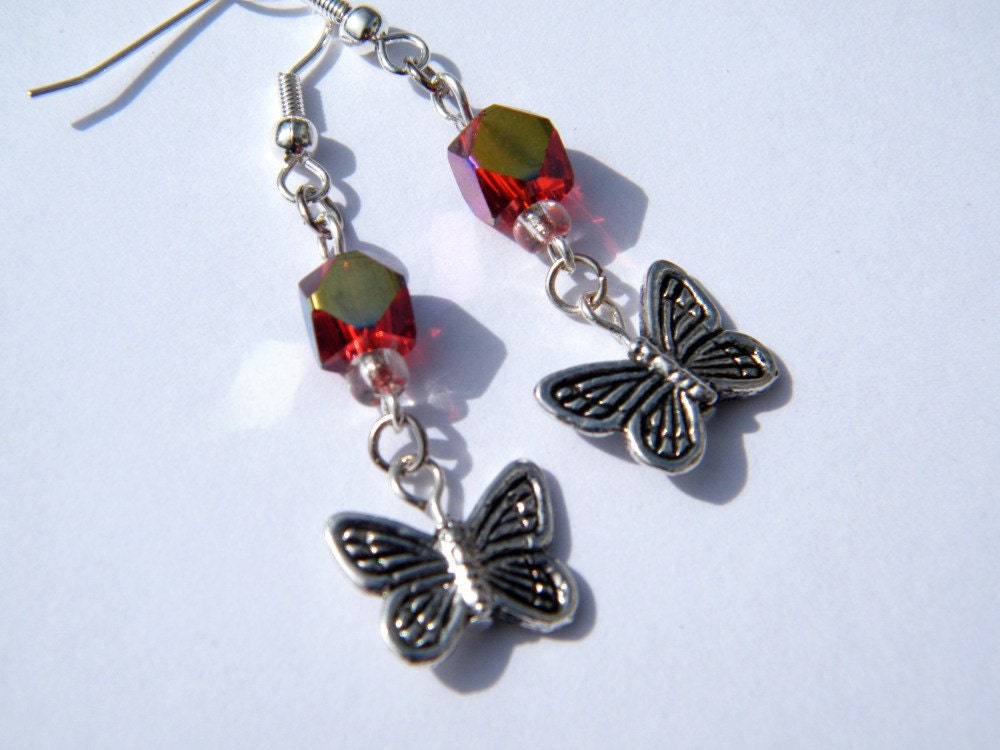 Ruby Butterflies Earrings