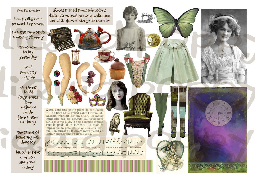 Edwardian Collage Sheet  No 287  Emailed to you as PNG or JPEG