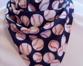 Bandana scarf, navy background baseball print, stoma cover