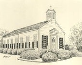 Custom Wedding Venue Pen and Ink Drawing