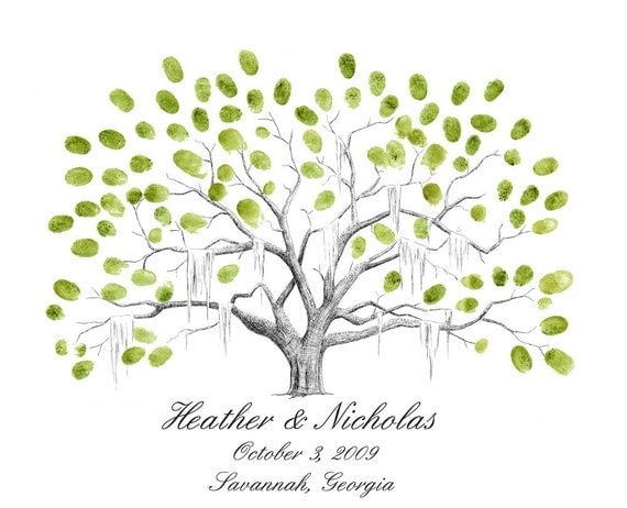 Savannah Live Oak Thumbprint Tree Guestbook Alternative LARGE