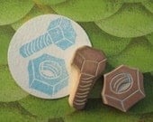 Hand Carved Nut and Bolt Stamp Set