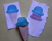 Hand Carved Ice Cream Cone Stamp Set