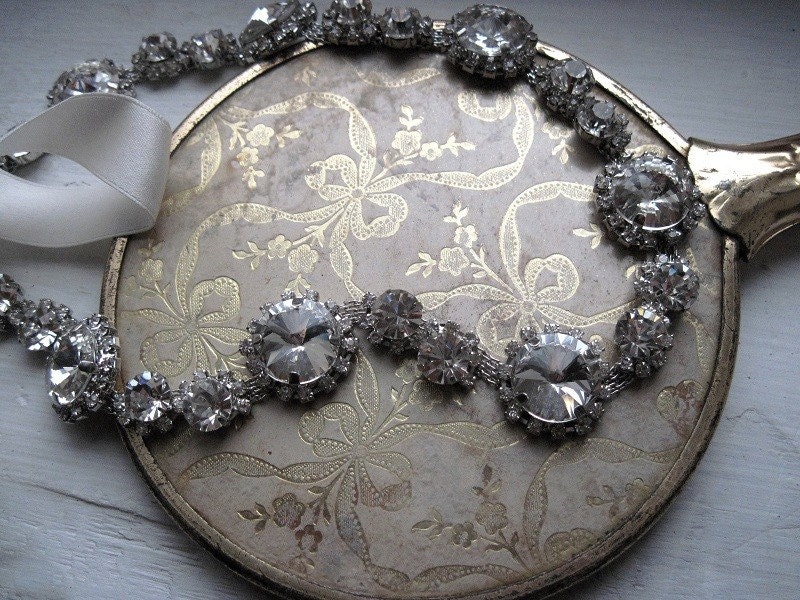 Ellie-old hollywood crystal rhinestone and silk headpiece-custom made to order