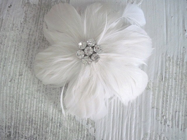 Evalyn-bridal feather hairpiece-custom made to order