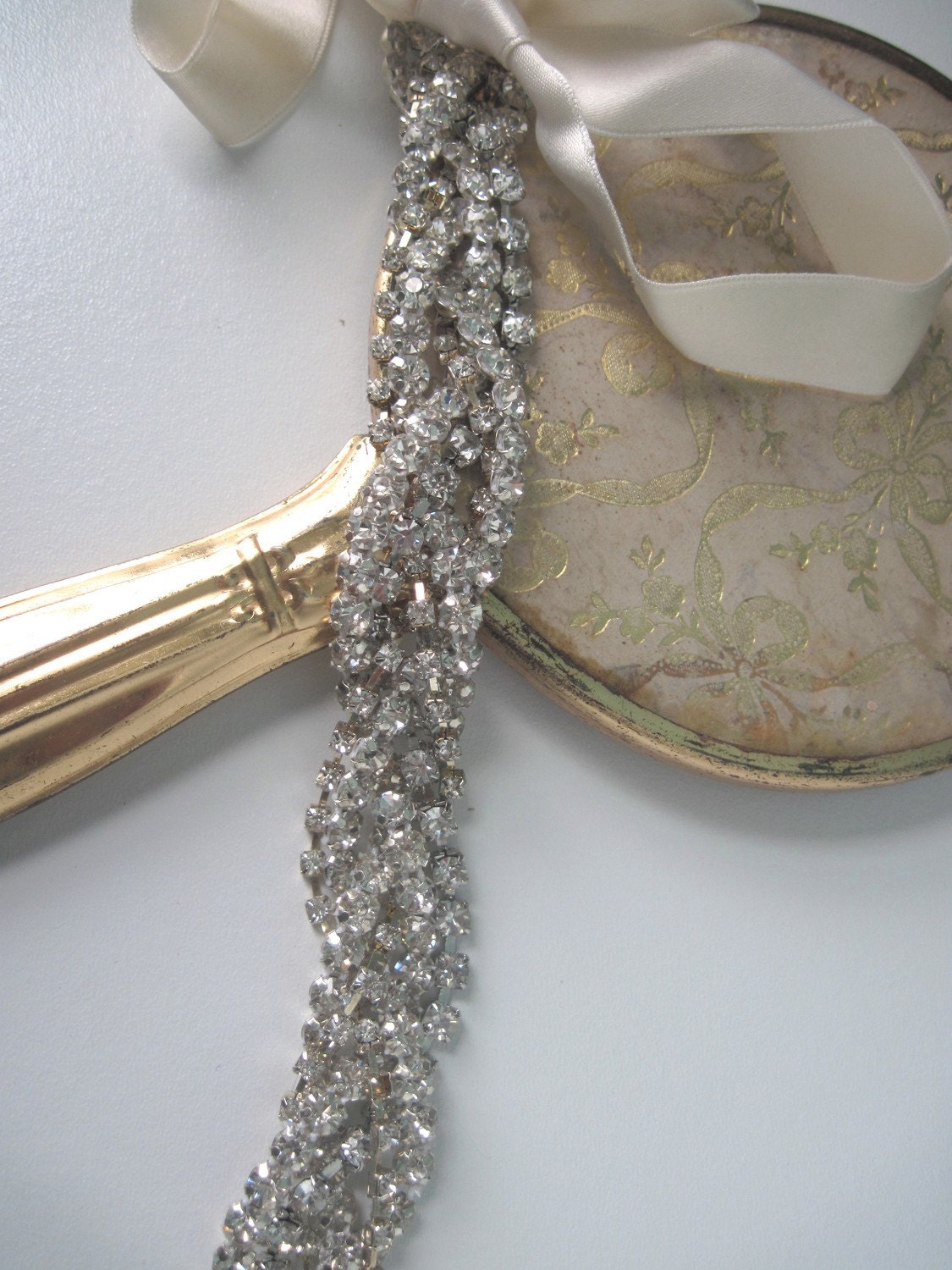 SALE Lane-braided crystals and silk headpiece-custom made to order