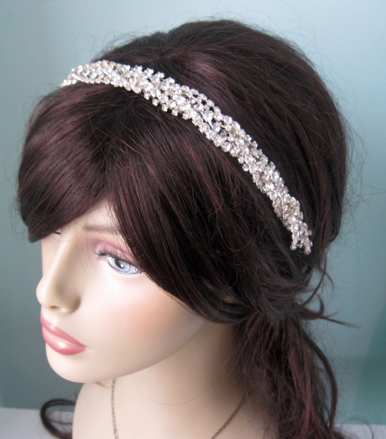 SALE Lane-braided crystals and silk headpiece-custom made to order